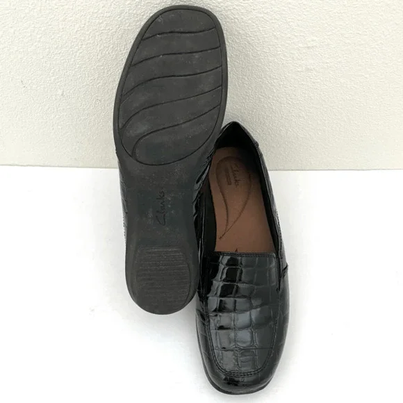 Clarks Gael Angora Black Croc Patent Leather Loafers Women’s 7.5 - Picture 10 of 10